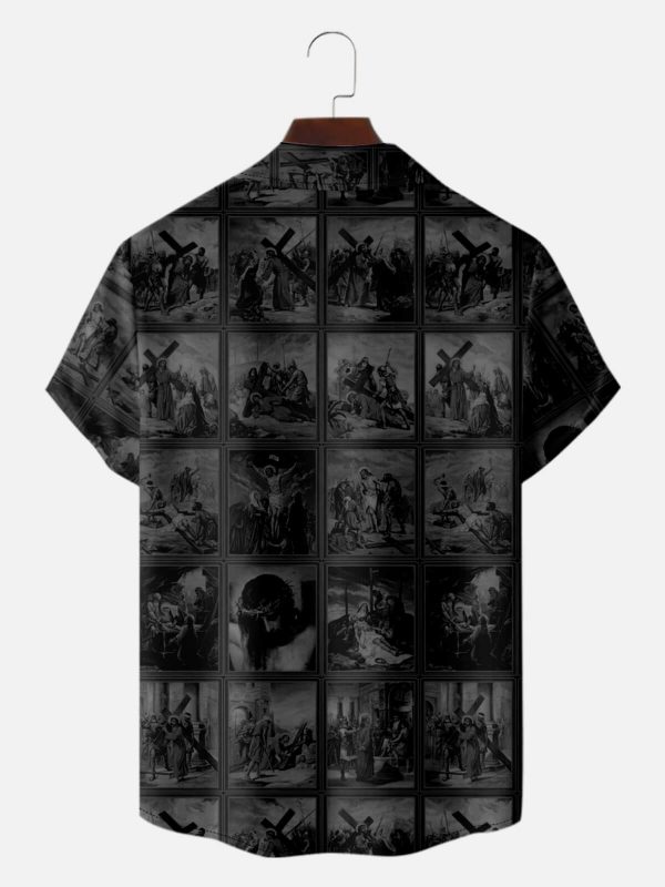 Men's Hawaiian Shirt - Jesus Cross Biblical Art Faith-Inspired Polyester Casual Summer Shirt - Image 2