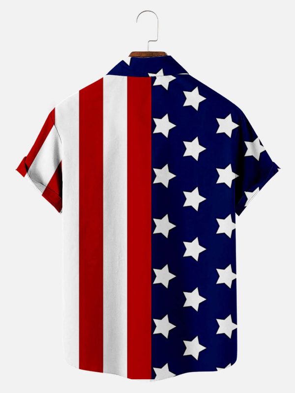 Men's Hawaiian Shirt with Pocket - Patriotic Star & Stripe Shirt for Independence Day - Image 2