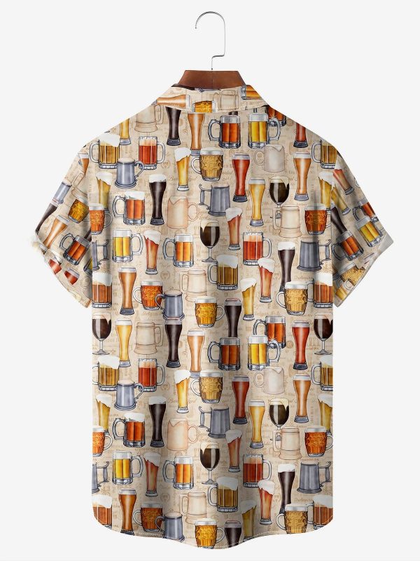 Men's Hawaiian Shirt - Assorted Beer Bottles Print Polyester Casual Summer Shirt - Image 2
