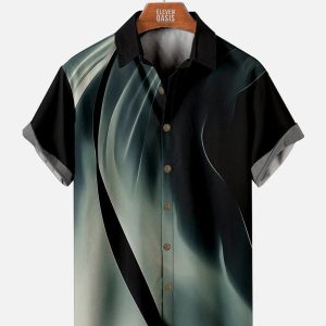 Men's Hawaiian Shirt - Rock Wave Print Casual Breathable Summer Shirt