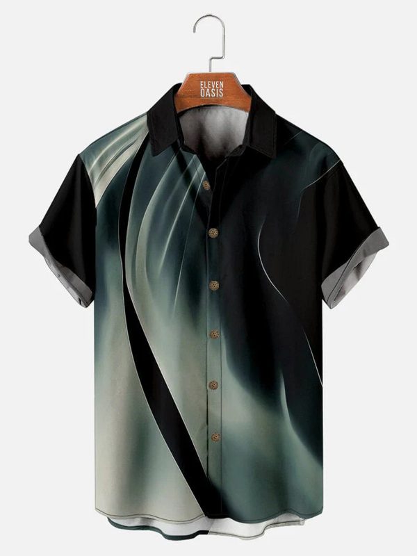 Men's Hawaiian Shirt - Rock Wave Print Casual Breathable Summer Shirt