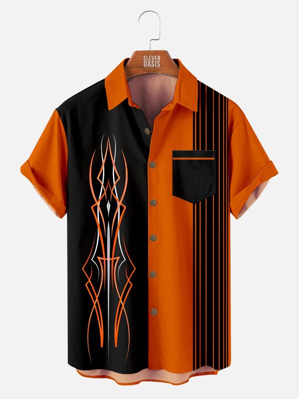 Men's Hawaiian Shirt with Pocket - Automotive Stripe Racing-Inspired Summer Shirt