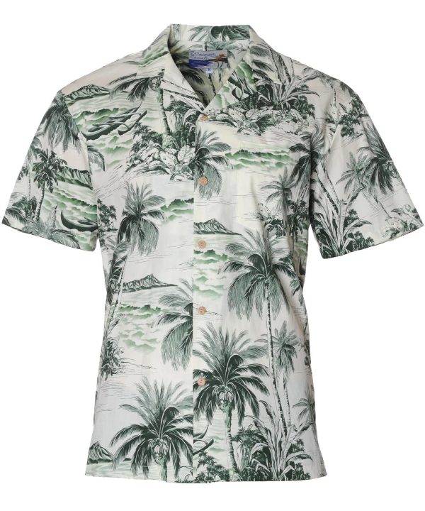 Men's Hawaiian Shirt - Golden Coast Waikiki Polyester Aloha Print Casual Summer Shirt