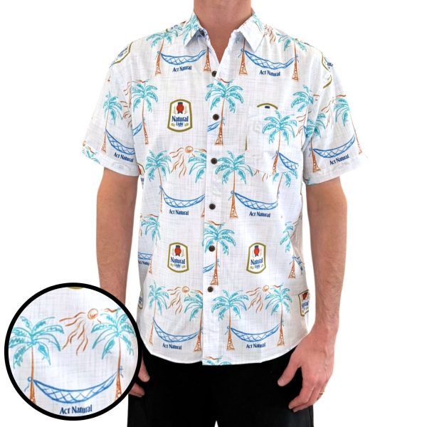 Men's Hawaiian Shirt - Island Life Natural Light Print Polyester Tropical Summer Shirt - Image 2