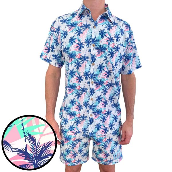 Men's Hawaiian Shirt - Breezy Palms Print Polyester Casual Summer Shirt - Image 3