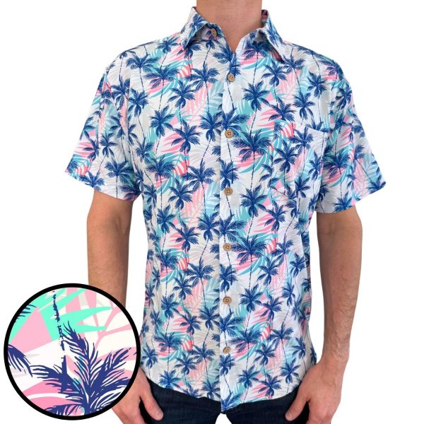 Men's Hawaiian Shirt - Breezy Palms Print Polyester Casual Summer Shirt - Image 2