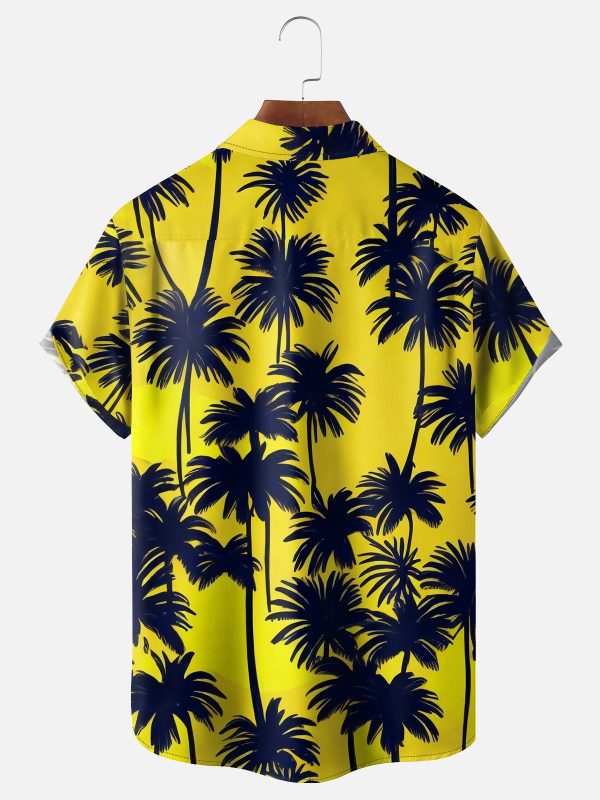 Men's Hawaiian Shirt - Tropical Palm Tree Print Polyester Summer Casual Shirt - Image 2
