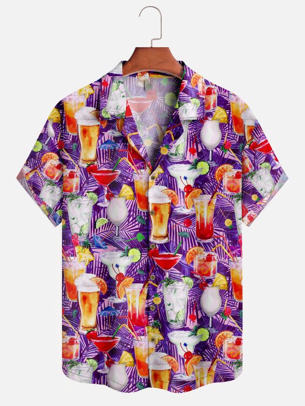 Men's Hawaiian Shirt - Drink Drank Drunk Print Polyester Fun Summer Shirt