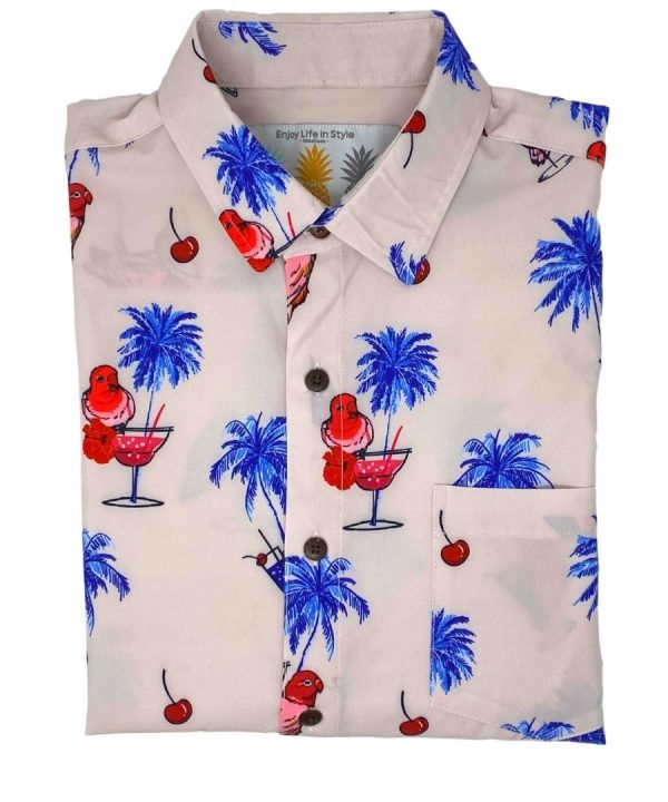 Men's Hawaiian Shirt - Drinks on Me Print Polyester Casual Summer Shirt - Image 2
