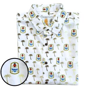 Men's Hawaiian Shirt - Gold Palms Natural Light Print Polyester Casual Summer Shirt
