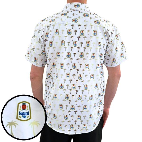 Men's Hawaiian Shirt - Gold Palms Natural Light Print Polyester Casual Summer Shirt - Image 3