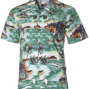 Men's Hawaiian Shirt - Sailing Aloha Polyester Print Casual Summer Shirt