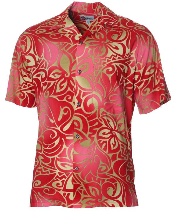 Men's Hawaiian Shirt - Tahiti Tiare Polyester Aloha Print Casual Shirt