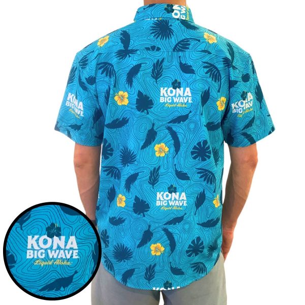 Men's Hawaiian Shirt - Kona Big Wave Print Polyester Tropical Summer Shirt - Image 3