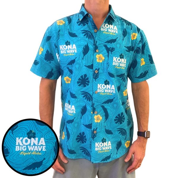 Men's Hawaiian Shirt - Kona Big Wave Print Polyester Tropical Summer Shirt - Image 2