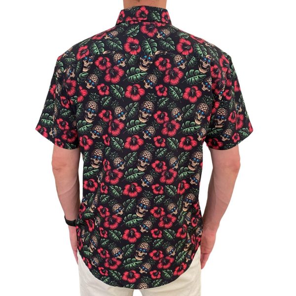 Men's Hawaiian Shirt - Pirate Pineapple Print Polyester Tropical Summer Shirt - Image 3