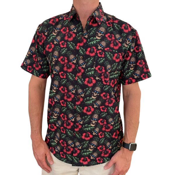 Men's Hawaiian Shirt - Pirate Pineapple Print Polyester Tropical Summer Shirt - Image 2
