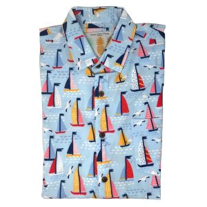 Men's Hawaiian Shirt - Sailin' Away Print Polyester Casual Summer Shirt