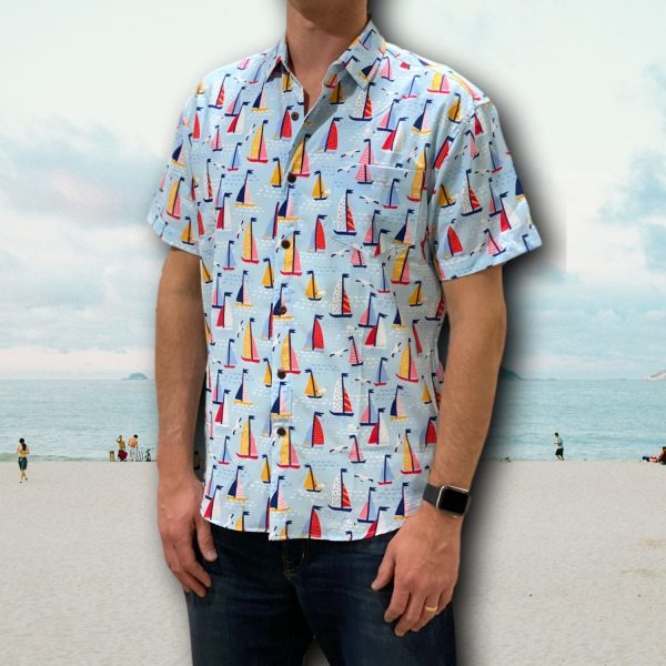 Men's Hawaiian Shirt - Sailin' Away Print Polyester Casual Summer Shirt - Image 2