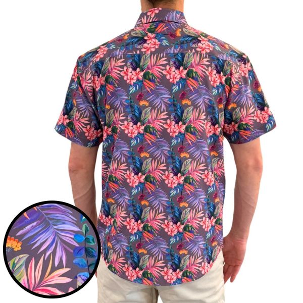 Men's Hawaiian Shirt - Vacation Palms Print Polyester Casual Summer Shirt - Image 2