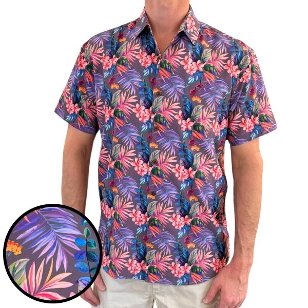 Men's Hawaiian Shirt - Vacation Palms Print Polyester Casual Summer Shirt - Image 3
