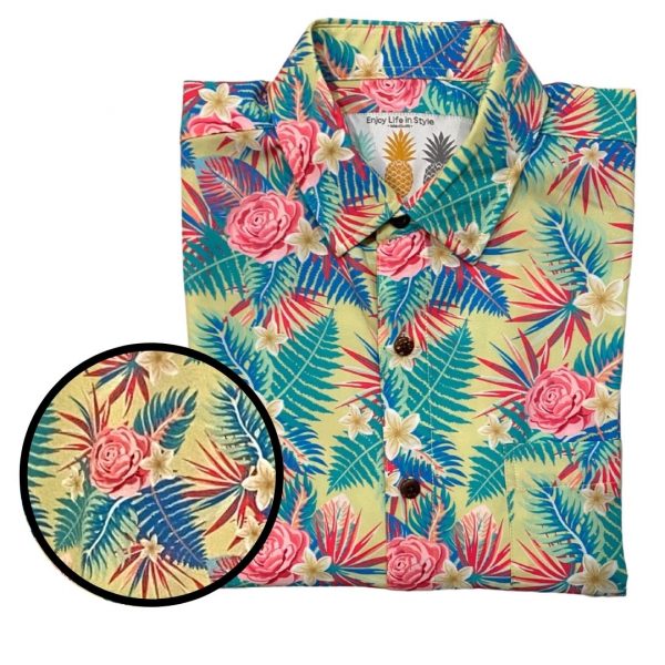 Men's Hawaiian Shirt - Sunny Days Print Polyester Tropical Summer Shirt