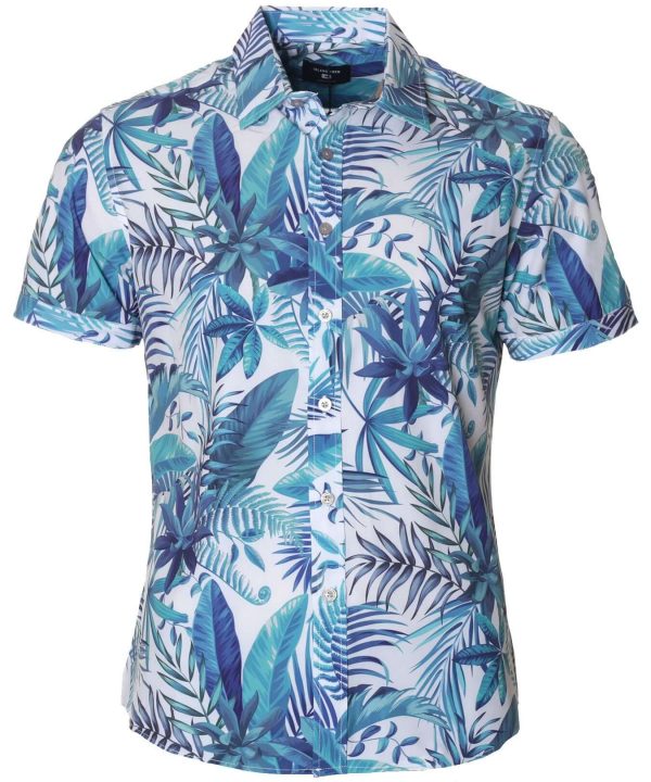 Men's Hawaiian Shirt - Aloha Palm Polyester Wrinkle-Free Casual Shirt