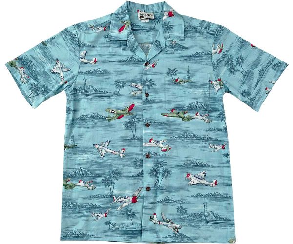 Men's Hawaiian Shirt - Island Wings Blue Print Polyester Casual Summer Shirt