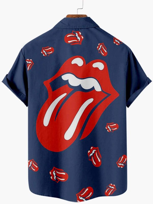 Men's Hawaiian Shirt - Rolling Stones Print Polyester Rock Music Summer Shirt - Image 2