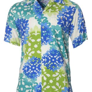 Men's Hawaiian Shirt - Island Quilt Rayon Open Pointed Aloha Print Polyester Casual Shirt