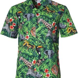 Men's Hawaiian Shirt - It's a Jungle Up There Polyester Aloha Print Casual Shirt