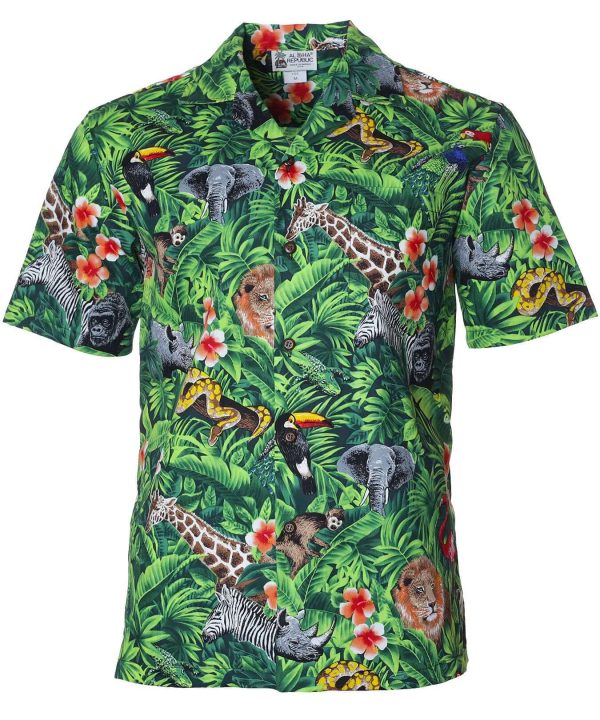 Men's Hawaiian Shirt - It's a Jungle Up There Polyester Aloha Print Casual Shirt