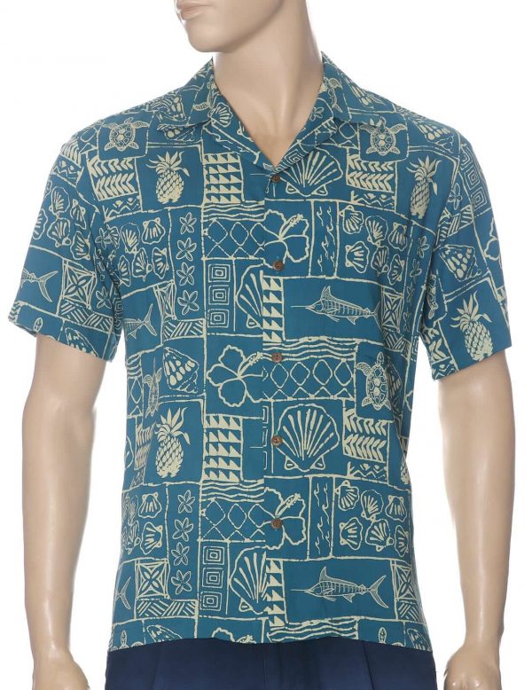 Men's Hawaiian Shirt - Kona Resort Tapa Polyester Aloha Print Casual Shirt - Image 3