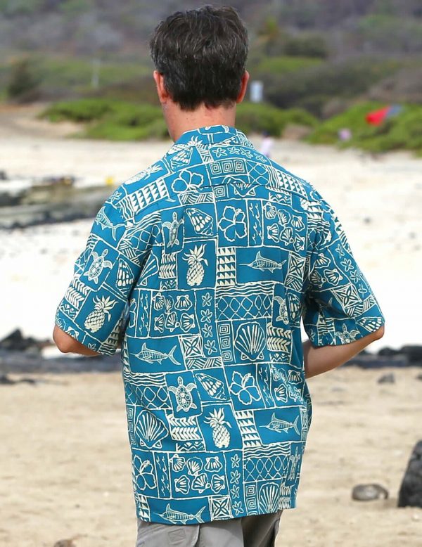 Men's Hawaiian Shirt - Kona Resort Tapa Polyester Aloha Print Casual Shirt - Image 2