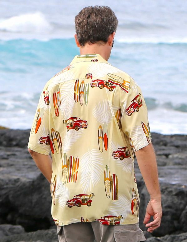 Men's Hawaiian Shirt - Long Boards Polyester Aloha Print Casual Shirt - Image 2