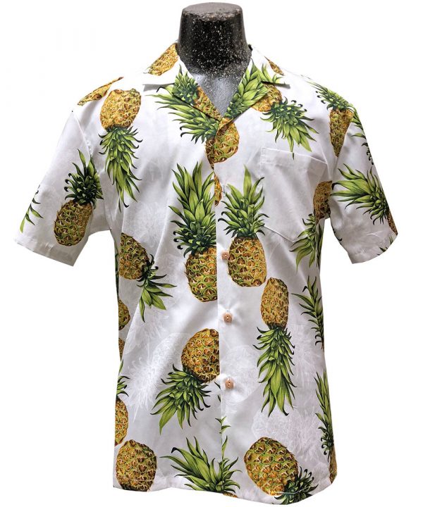 Men's Hawaiian Shirt - Mr. Pineapple White Print Polyester Casual Summer Shirt
