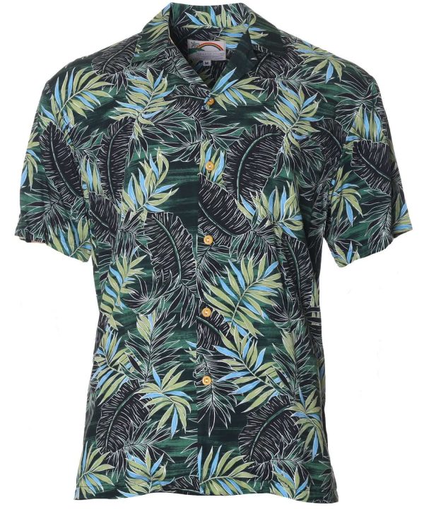 Men's Hawaiian Shirt - Rayon Palms Polyester Aloha Print Casual Shirt