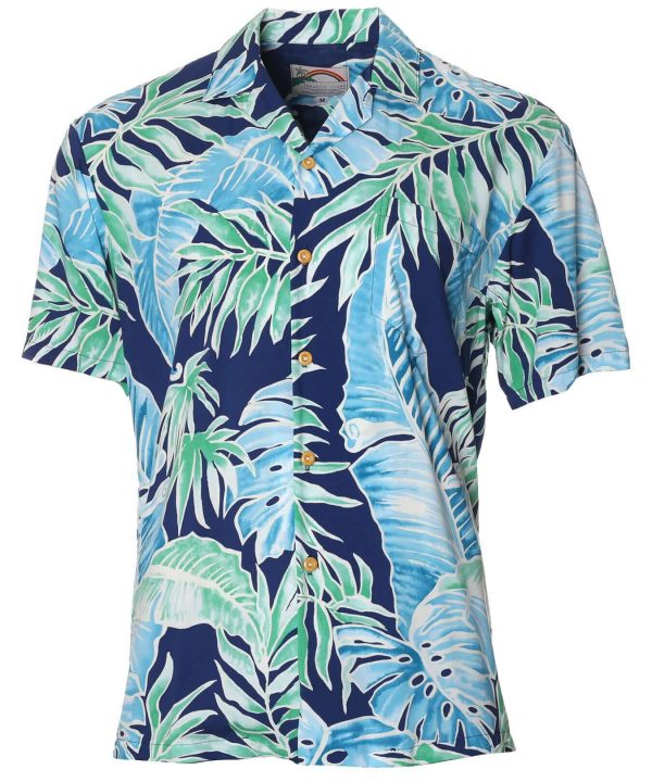 Men's Hawaiian Shirt - Royal Palms Polyester Aloha Print Casual Shirt