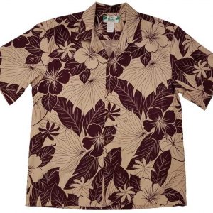 Men's Hawaiian Shirt - Lanai Plumb Print Polyester Casual Summer Shirt