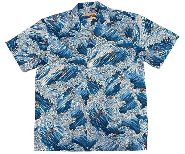 Men's Hawaiian Shirt - Surfer Blue Print Polyester Casual Summer Shirt