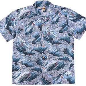 Men's Hawaiian Shirt - Surfer Gray Print Polyester Casual Summer Shirt