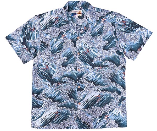 Men's Hawaiian Shirt - Surfer Gray Print Polyester Casual Summer Shirt
