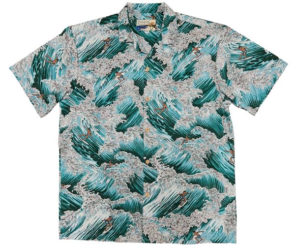 Men's Hawaiian Shirt - Surfer Turquoise Print Polyester Casual Summer Shirt