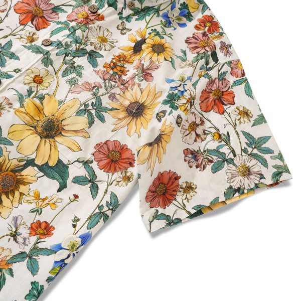 Hawaiian Shirt for Men with Aloha Floral Reverie Print - Beige Short Sleeve Button-Down Shirt for Casual Beach and Travel Wear - Image 3