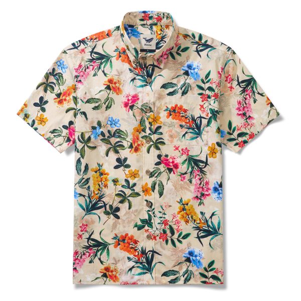 1930s Floral Hawaiian Shirt for Men - Short Sleeve Button-Down Aloha Shirt for Casual Beach, Travel and Vacation Wear