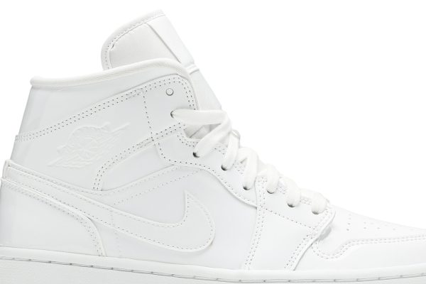 Air Jordan 1 Mid Patent 'Triple White' BQ6472-111 - Drop - Image 2