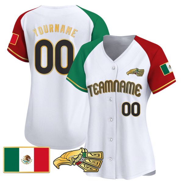 White Alternate Gold-Black Mexico Gold Personalized Baseball Jersey - Image 2