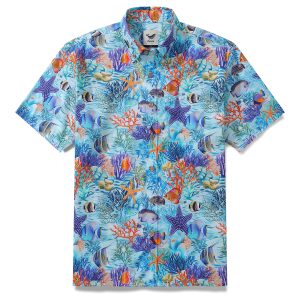 Hawaiian Shirt for Men - Underwater Wonderland Button-Down Short Sleeve Shirt