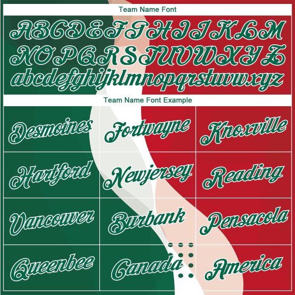 Red White Kelly Green 3D Mexico Authentic Personalized Basketball Jersey - Image 3