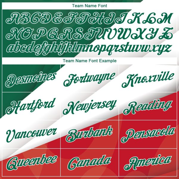 Kelly Green Red - White 3D Mexico Authentic Personalized Basketball Jersey - Image 3